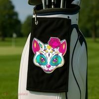 Sugar Skull Cat Golf Towel thumb 2