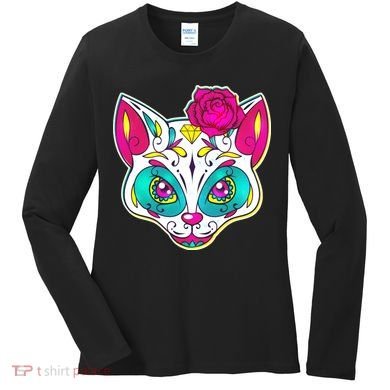 Sugar Skull Cat Women's Long Sleeve Shirt