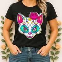 Sugar Skull Cat Women's T-Shirt thumb 2