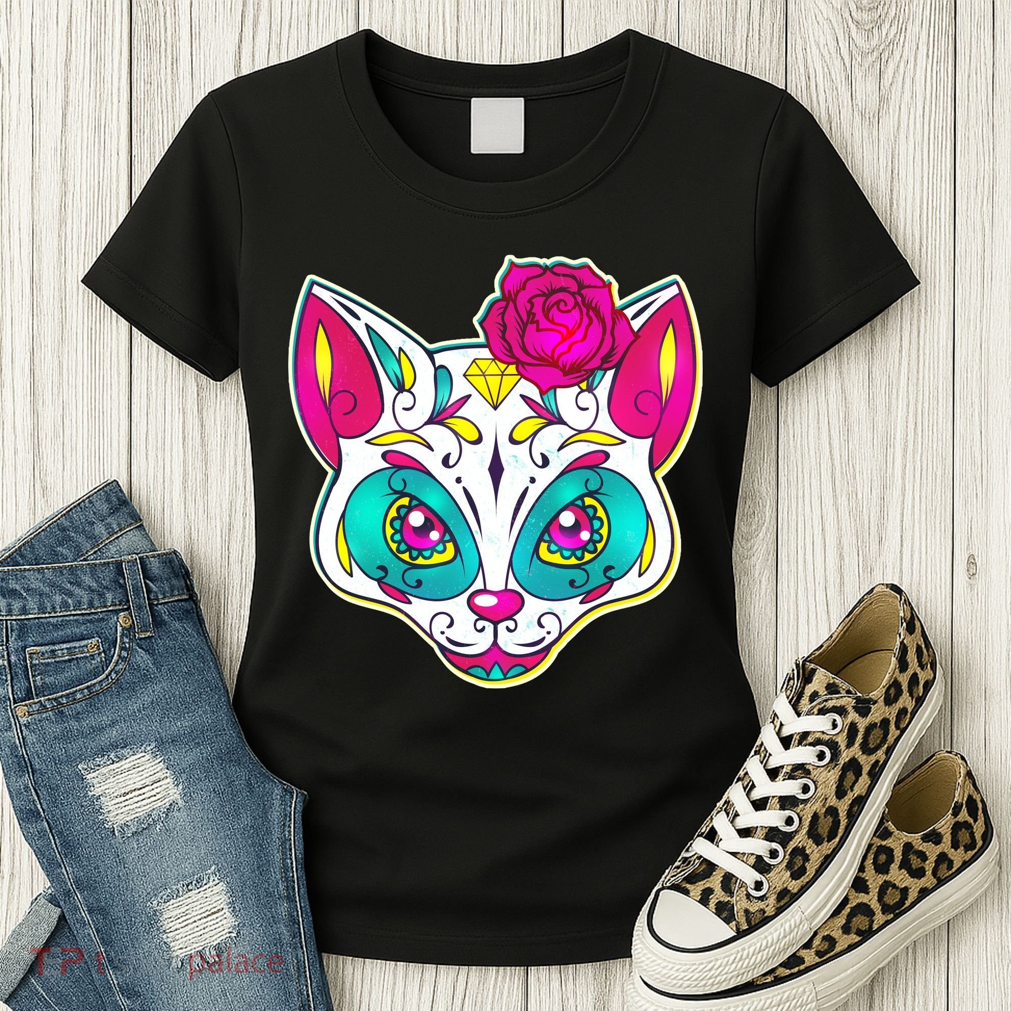 Sugar Skull Cat Women's T-Shirt