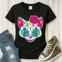 Sugar Skull Cat Women's T-Shirt thumb 3
