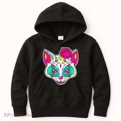 Sugar Skull Cat Kids Hoodie