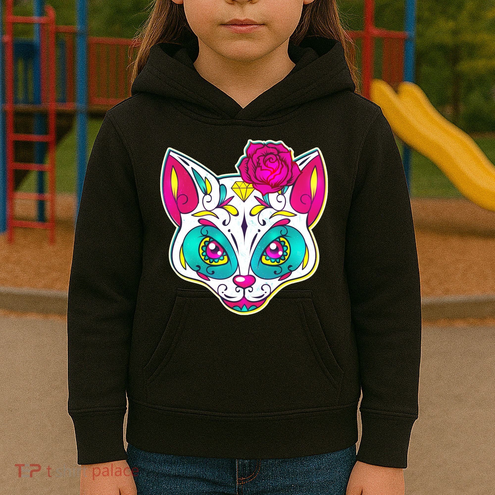 Sugar Skull Cat Kids Hoodie