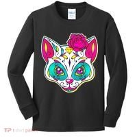 Sugar Skull Cat Kids Long Sleeve Shirt thumb 0