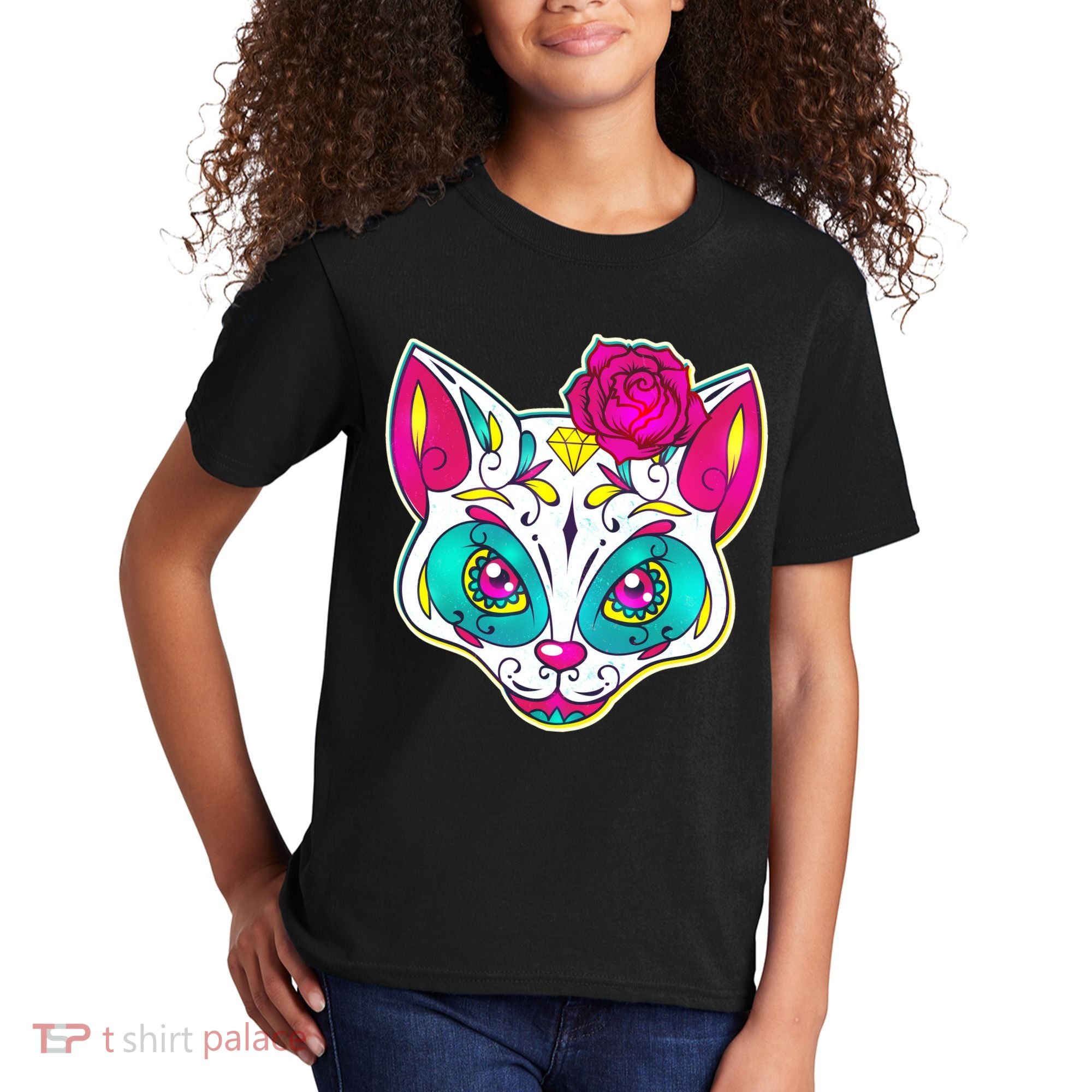 Sugar Skull Cat Kids T-Shirt