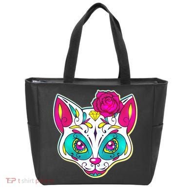 Sugar Skull Cat Tote Bag