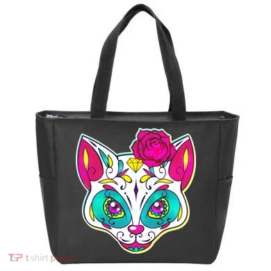 Sugar Skull Cat Tote Bag