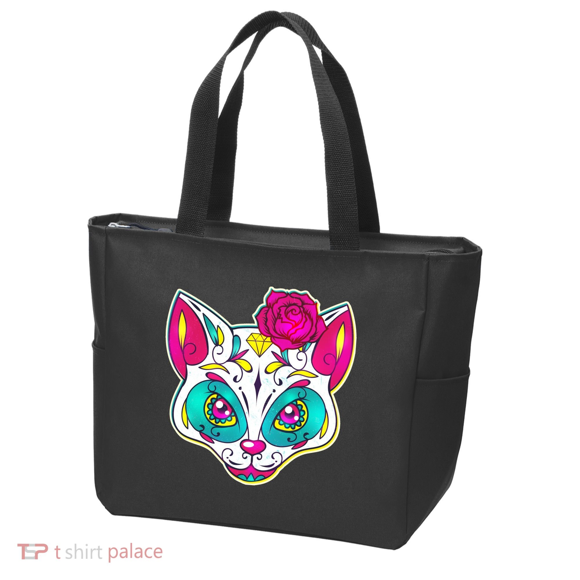 Sugar Skull Cat Tote Bag