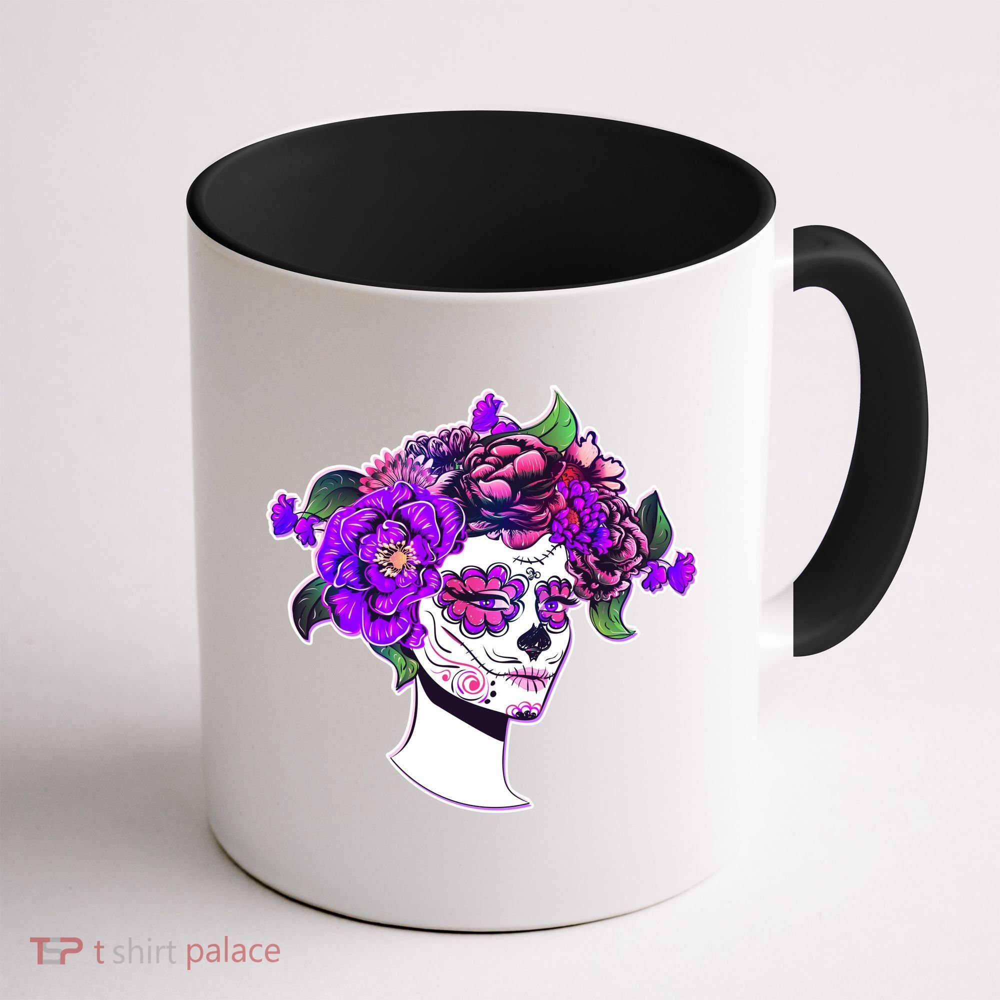 Sugar Skull Flower Girl Coffee Mug