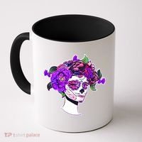Sugar Skull Flower Girl Coffee Mug thumb 0