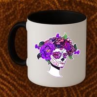 Sugar Skull Flower Girl Coffee Mug thumb 2