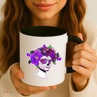 Sugar Skull Flower Girl Coffee Mug thumb 3