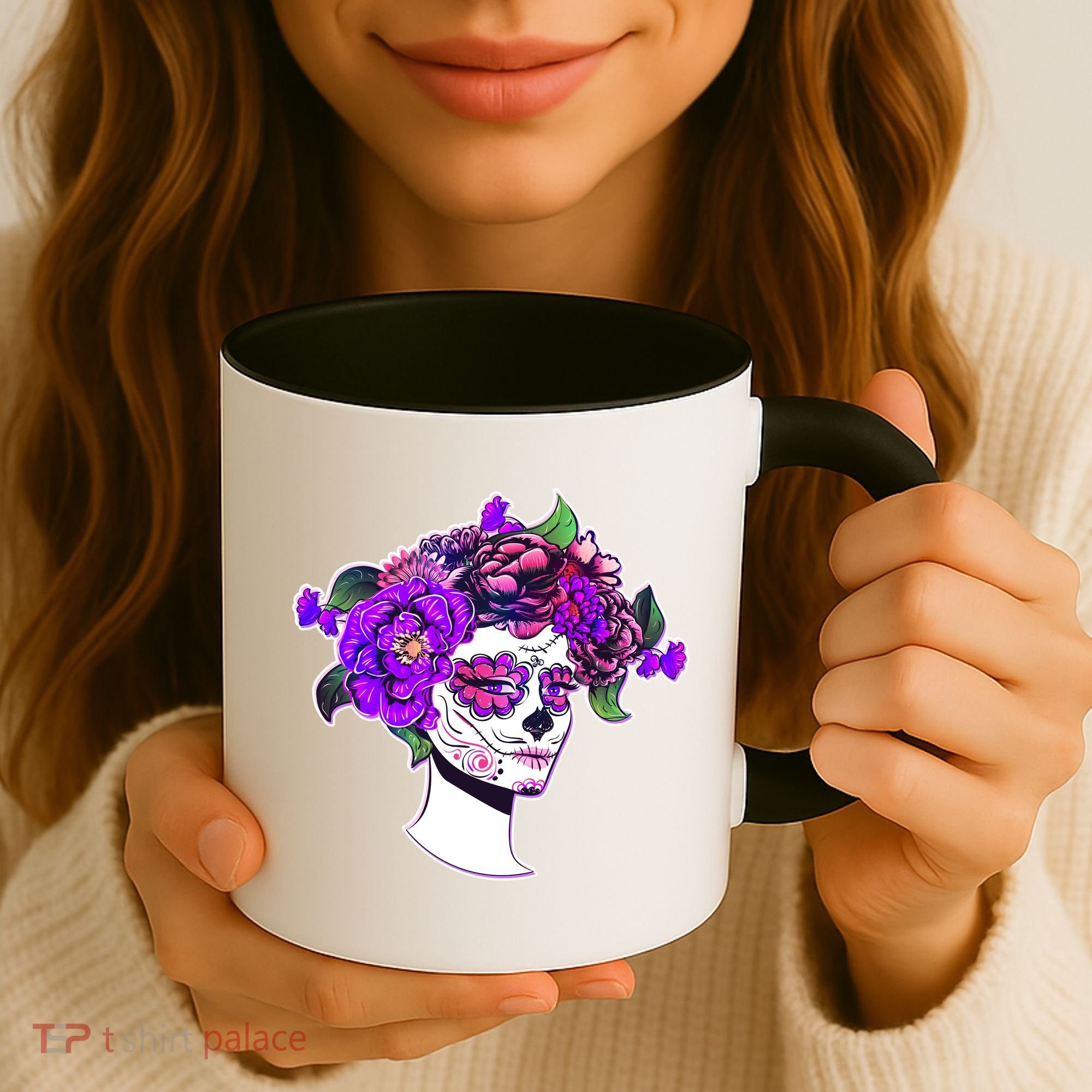 Sugar Skull Flower Girl Coffee Mug