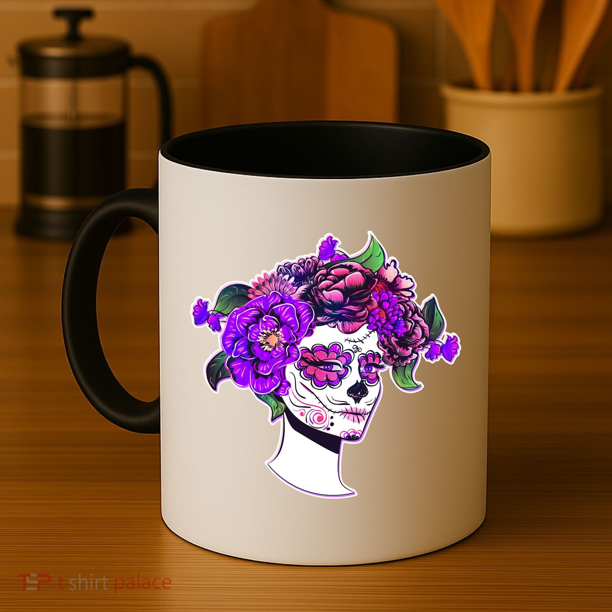Sugar Skull Flower Girl Coffee Mug