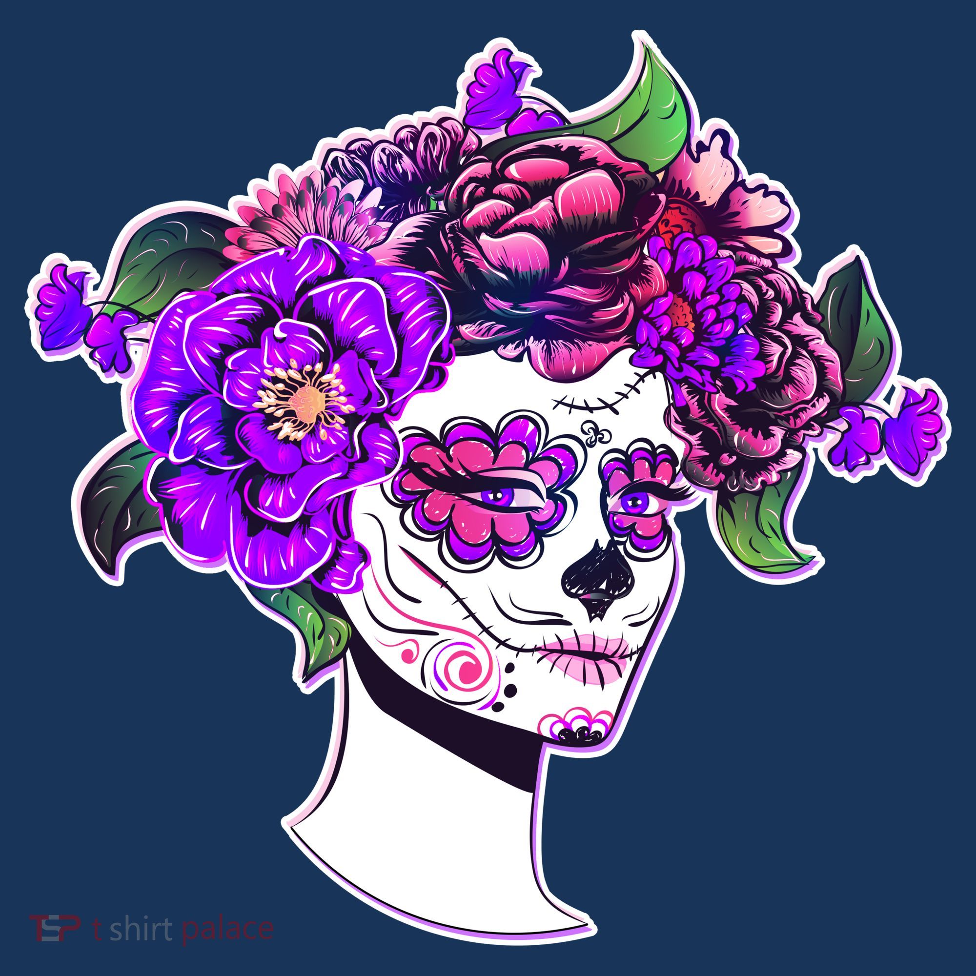 Sugar Skull Flower Girl Doggie Tank