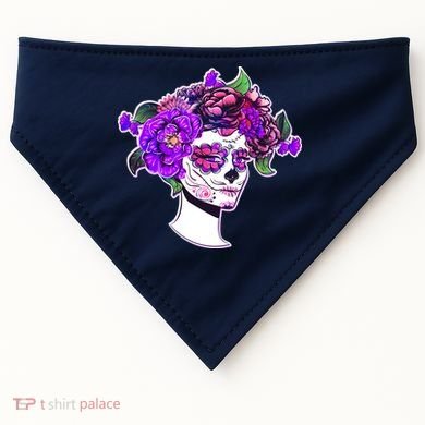 Sugar Skull Flower Girl USA-Made Doggie Bandana