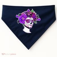 Sugar Skull Flower Girl USA-Made Doggie Bandana thumb 0