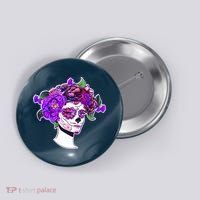 Sugar Skull Flower Girl Button thumb 0
