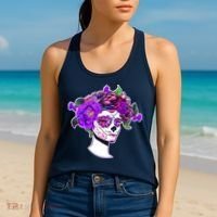 Sugar Skull Flower Girl Women's Tank Top thumb 2