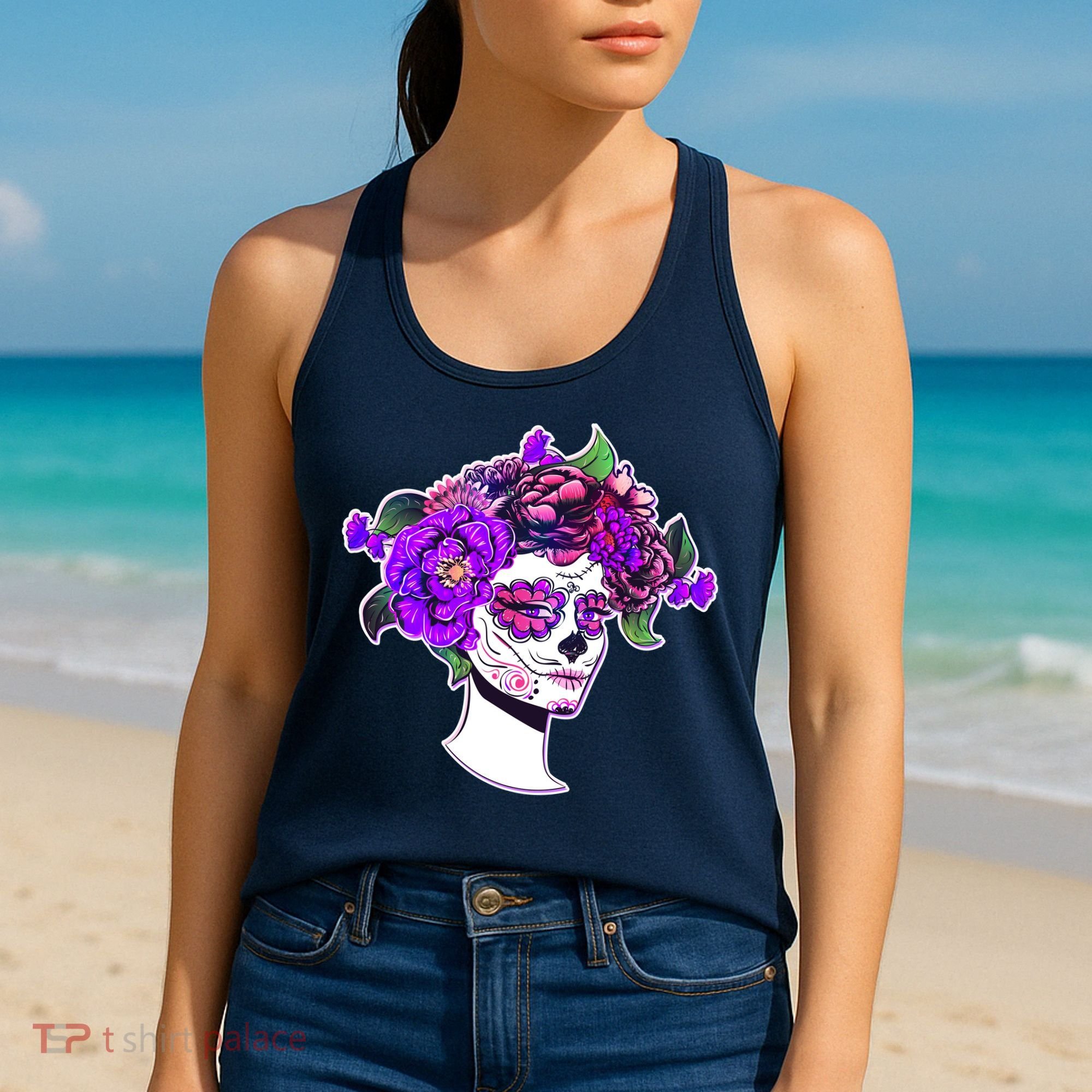 Sugar Skull Flower Girl Women's Tank Top