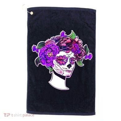 Sugar Skull Flower Girl Golf Towel