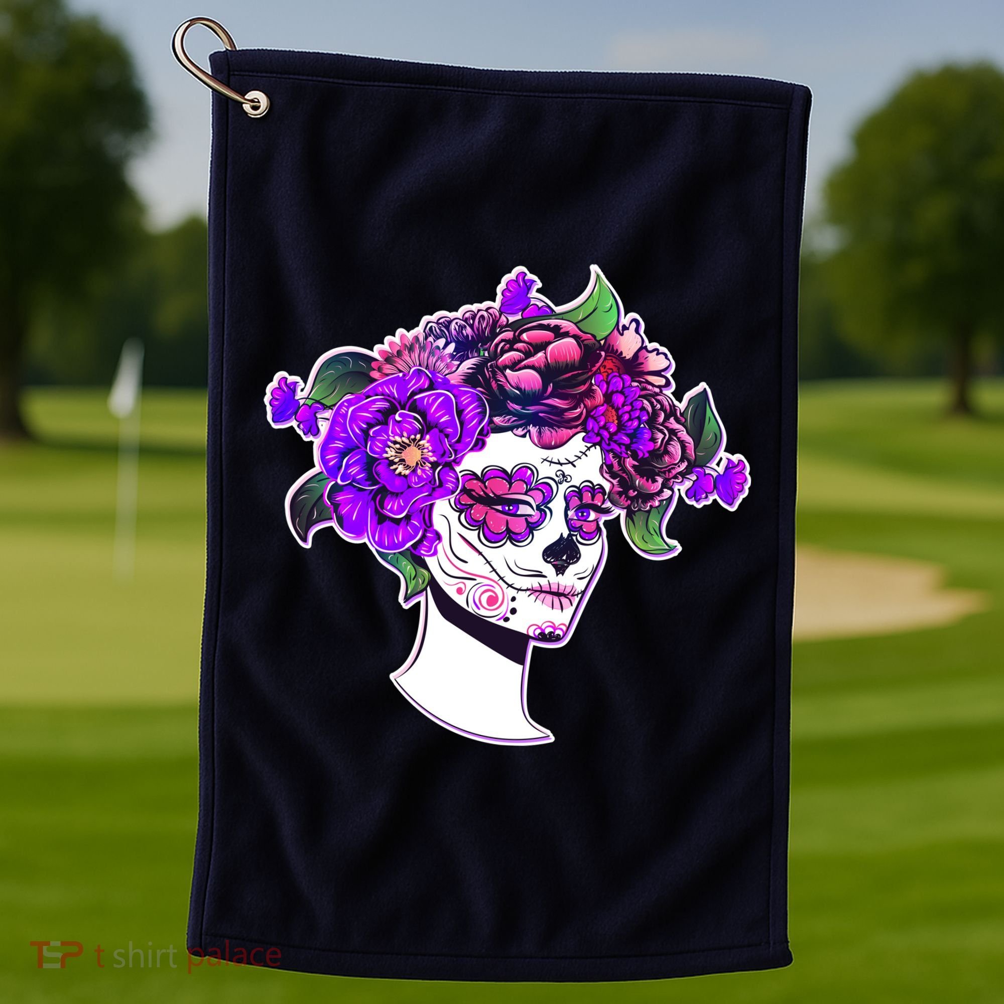 Sugar Skull Flower Girl Golf Towel