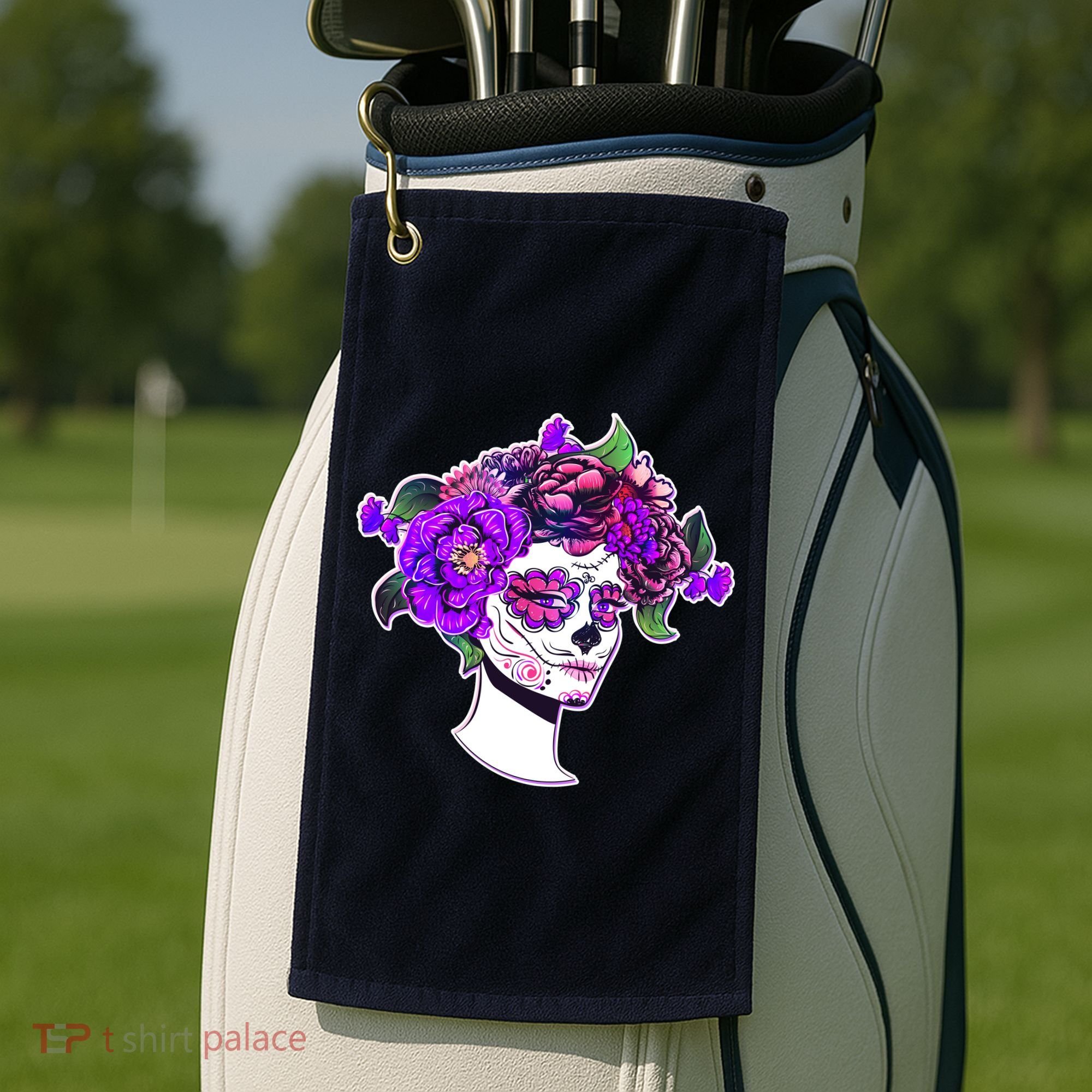 Sugar Skull Flower Girl Golf Towel