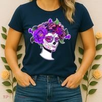 Sugar Skull Flower Girl Women's T-Shirt thumb 2