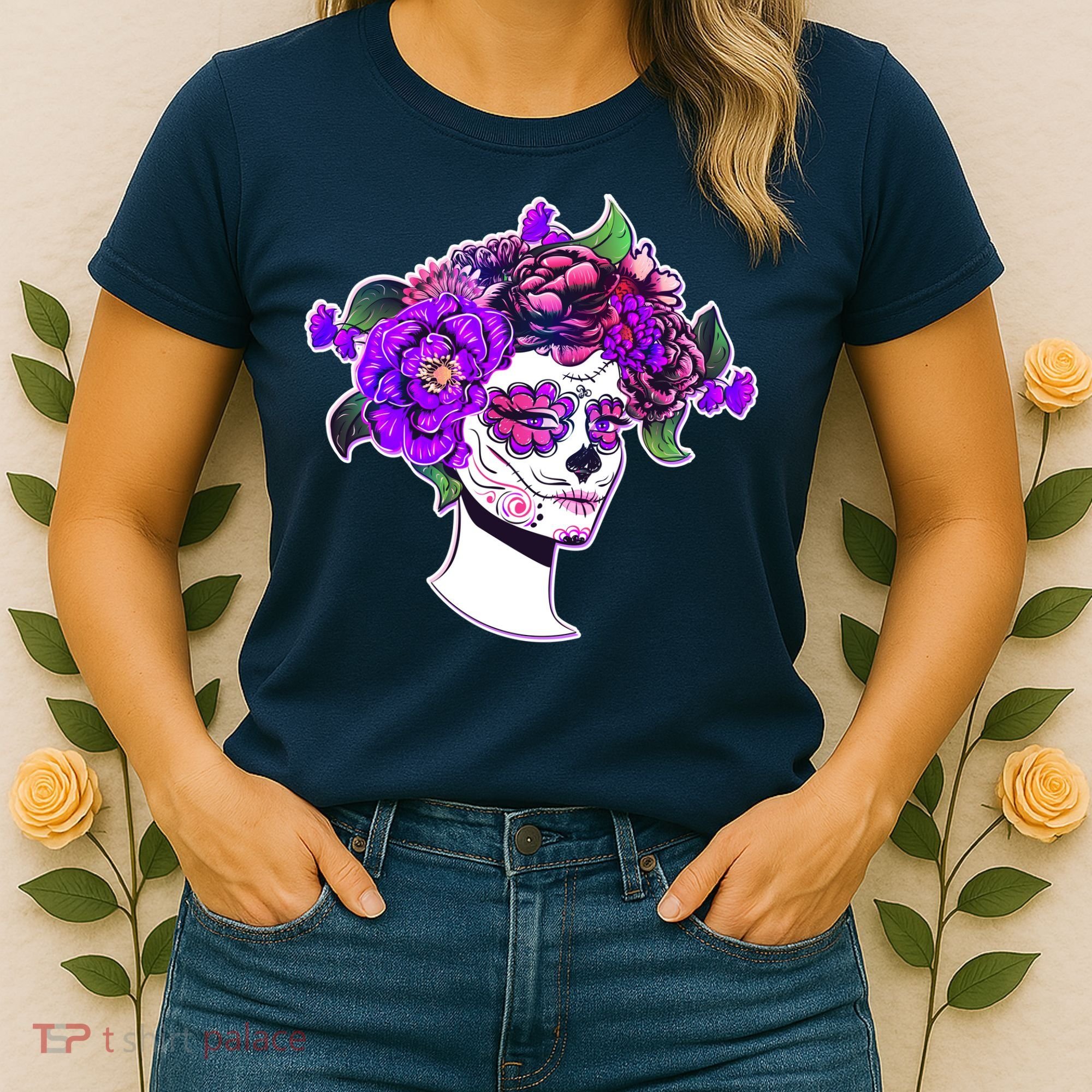 Sugar Skull Flower Girl Women's T-Shirt