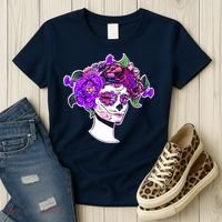 Sugar Skull Flower Girl Women's T-Shirt thumb 3