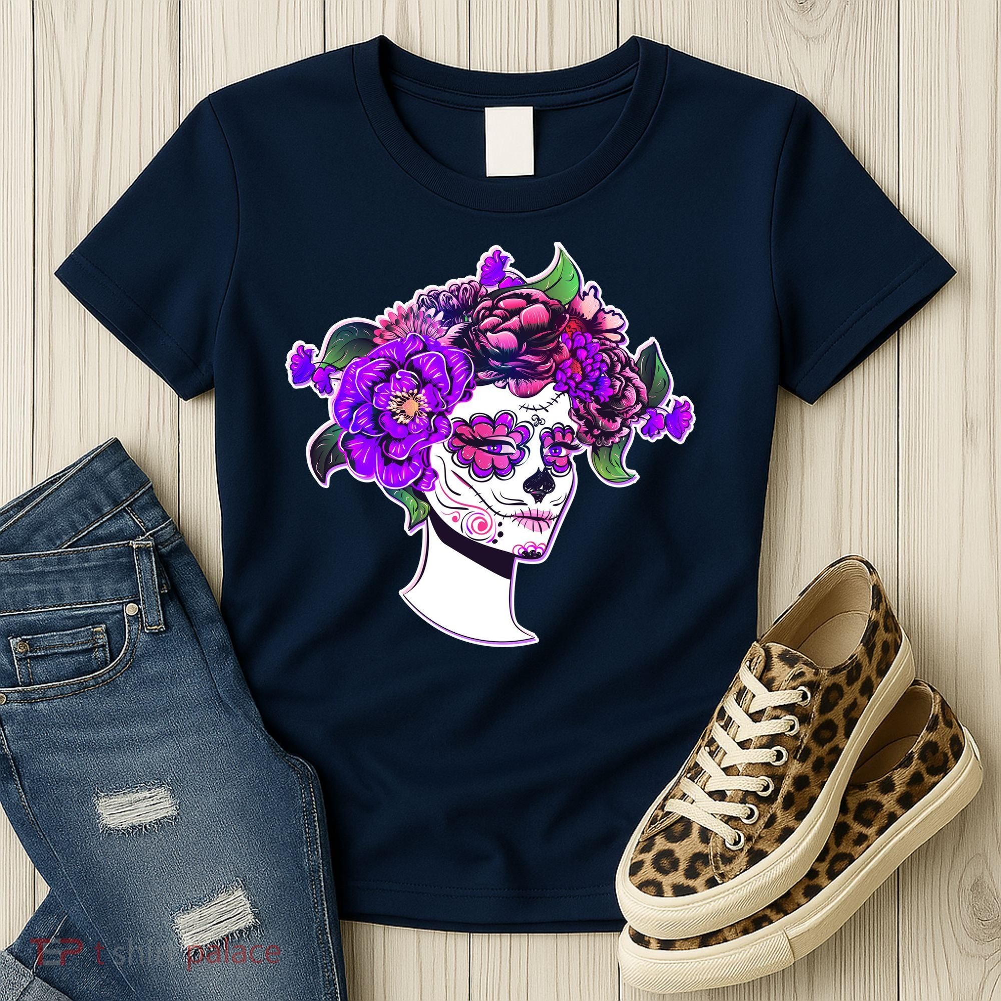 Sugar Skull Flower Girl Women's T-Shirt