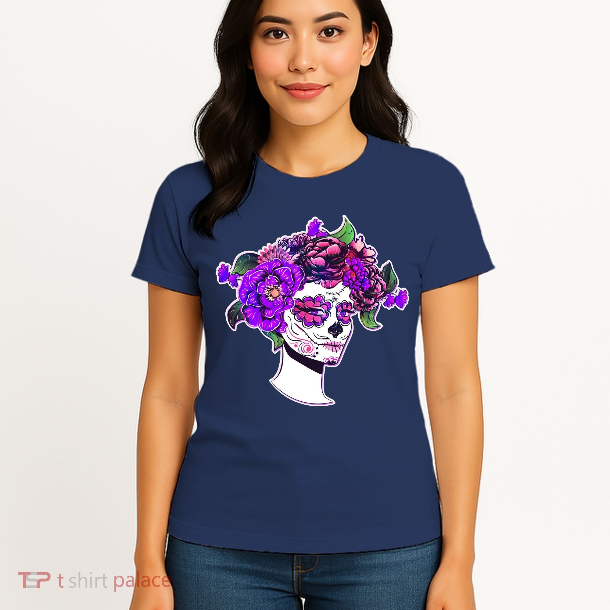 Sugar Skull Flower Girl Women's T-Shirt