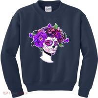 Sugar Skull Flower Girl Kids Sweatshirt thumb 0