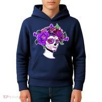 Sugar Skull Flower Girl Kids Hoodie thumb 4