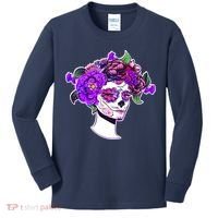 Sugar Skull Flower Girl Kids Long Sleeve Shirt thumb 0