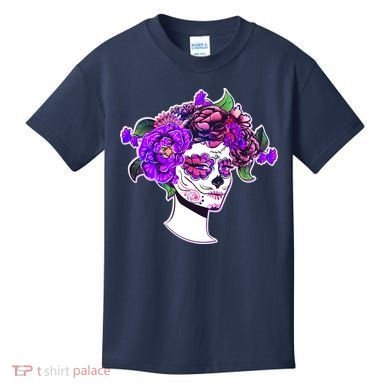 Sugar Skull Flower Girl Kids T-Shirt
