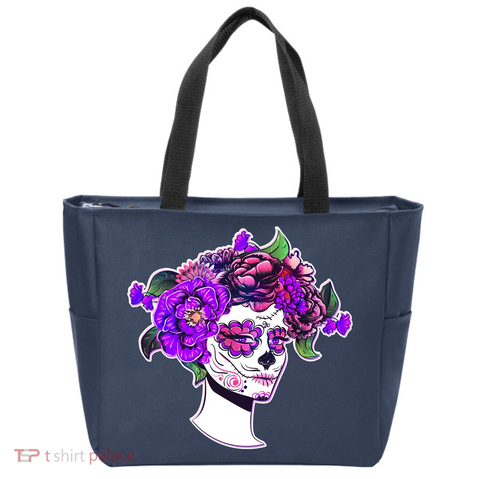 Sugar Skull Flower Girl Tote Bag