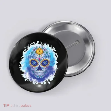 Sugar Skull Watercolor Button