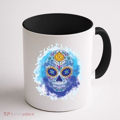 Sugar Skull Watercolor Coffee Mug back