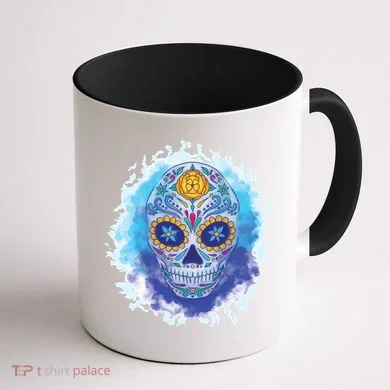 Sugar Skull Watercolor Coffee Mug back