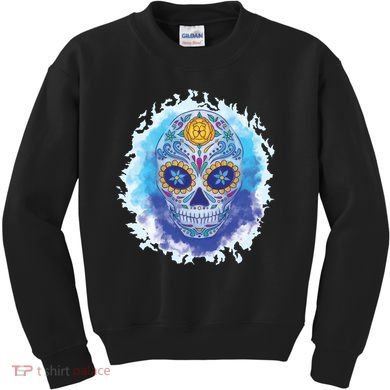 Sugar Skull Watercolor Kids Sweatshirt