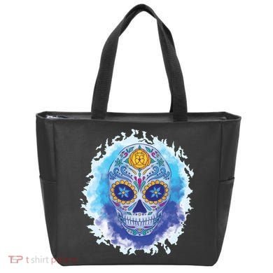 Sugar Skull Watercolor Tote Bag