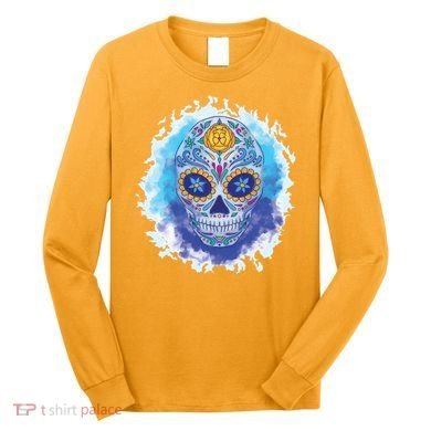 Sugar Skull Watercolor Long Sleeve Shirt