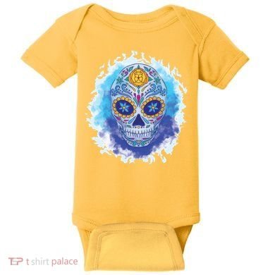 Sugar Skull Watercolor Baby Bodysuit