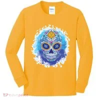 Sugar Skull Watercolor Kids Long Sleeve Shirt thumb 0