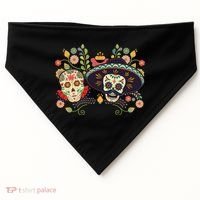 Sugar Skulls Day of the Dead USA-Made Doggie Bandana thumb 0