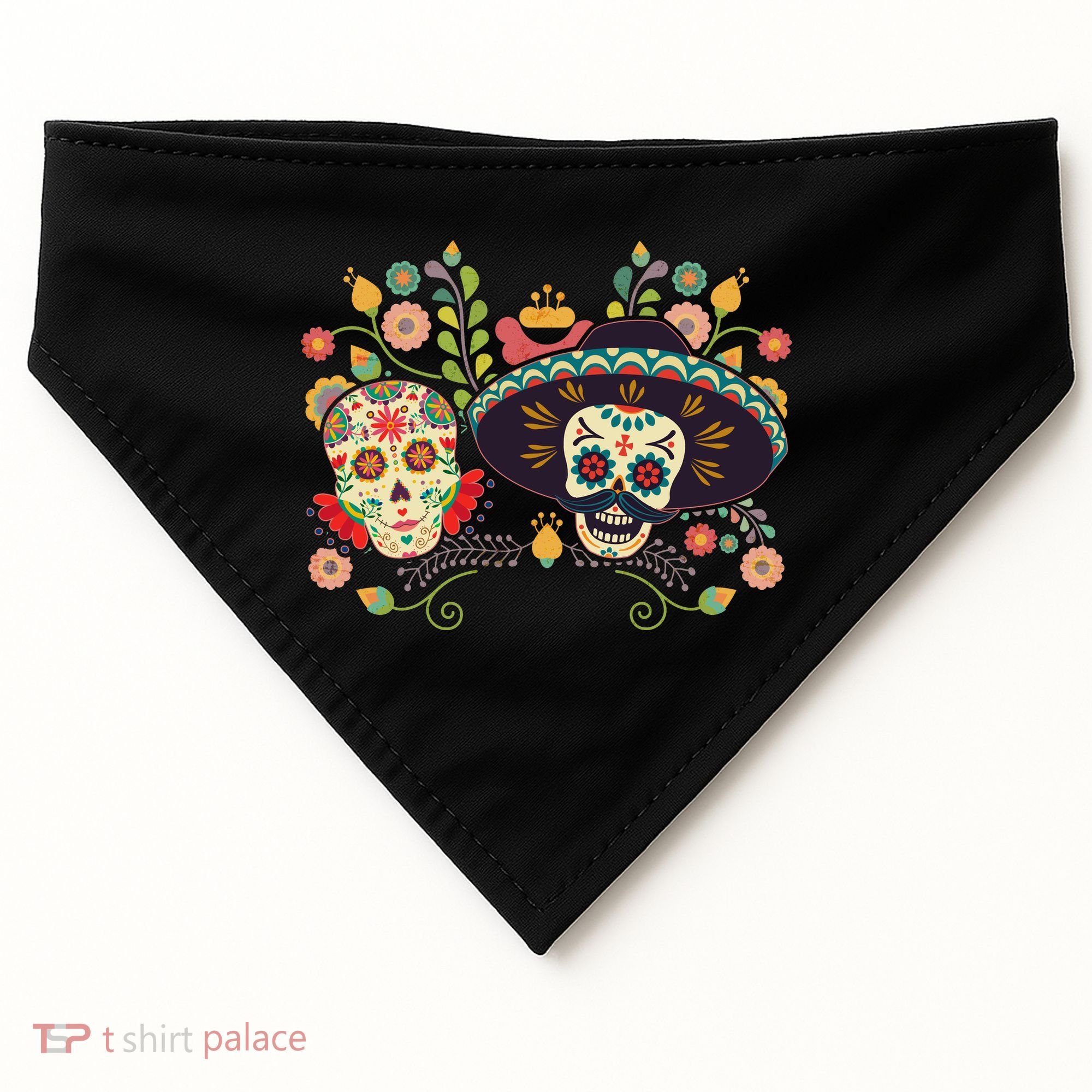 Sugar Skulls Day of the Dead USA-Made Doggie Bandana