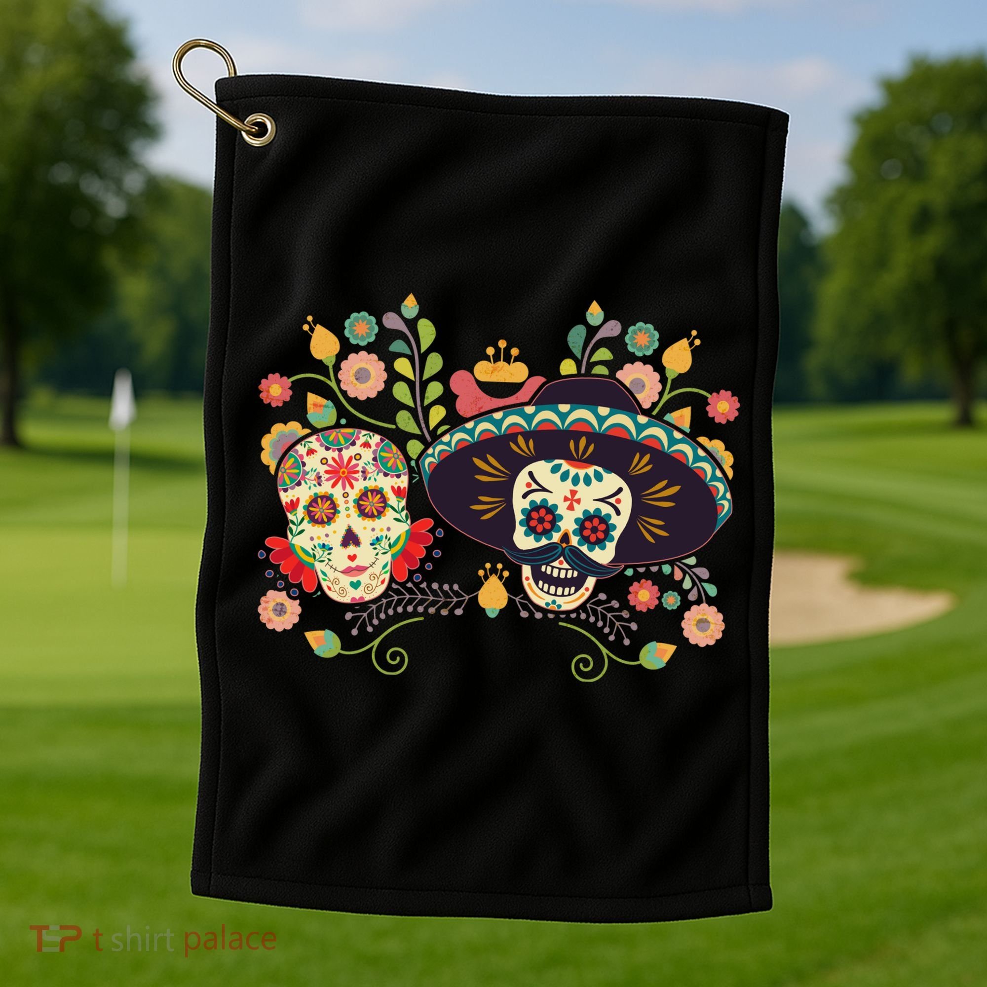 Sugar Skulls Day of the Dead Golf Towel