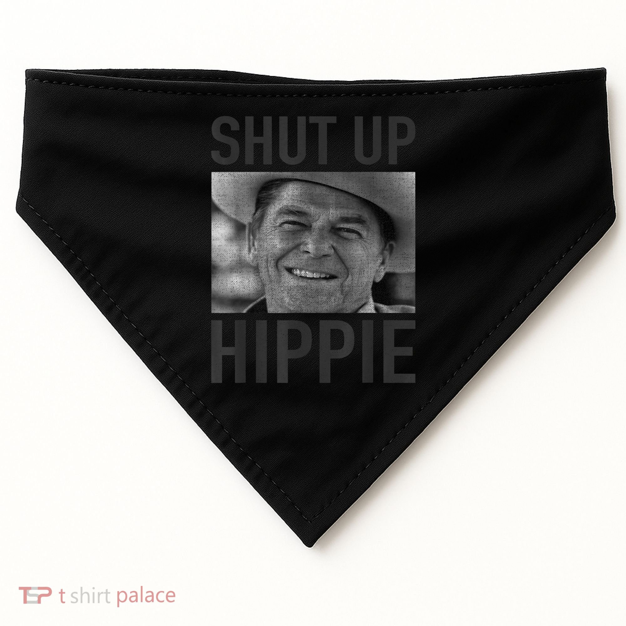 Shut Up Hippie Ronald Reagan Anti Liberal Republican USA-Made Doggie Bandana
