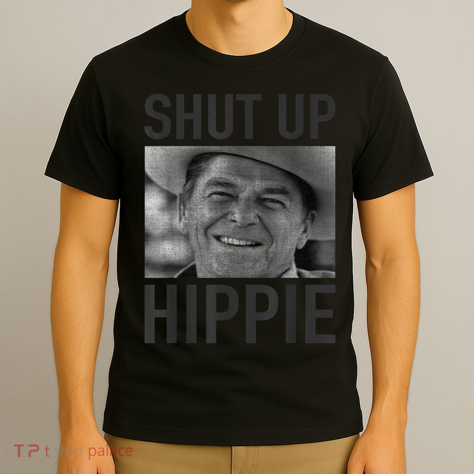 Shut Up Hippie Ronald Reagan Anti Liberal Republican T-Shirt